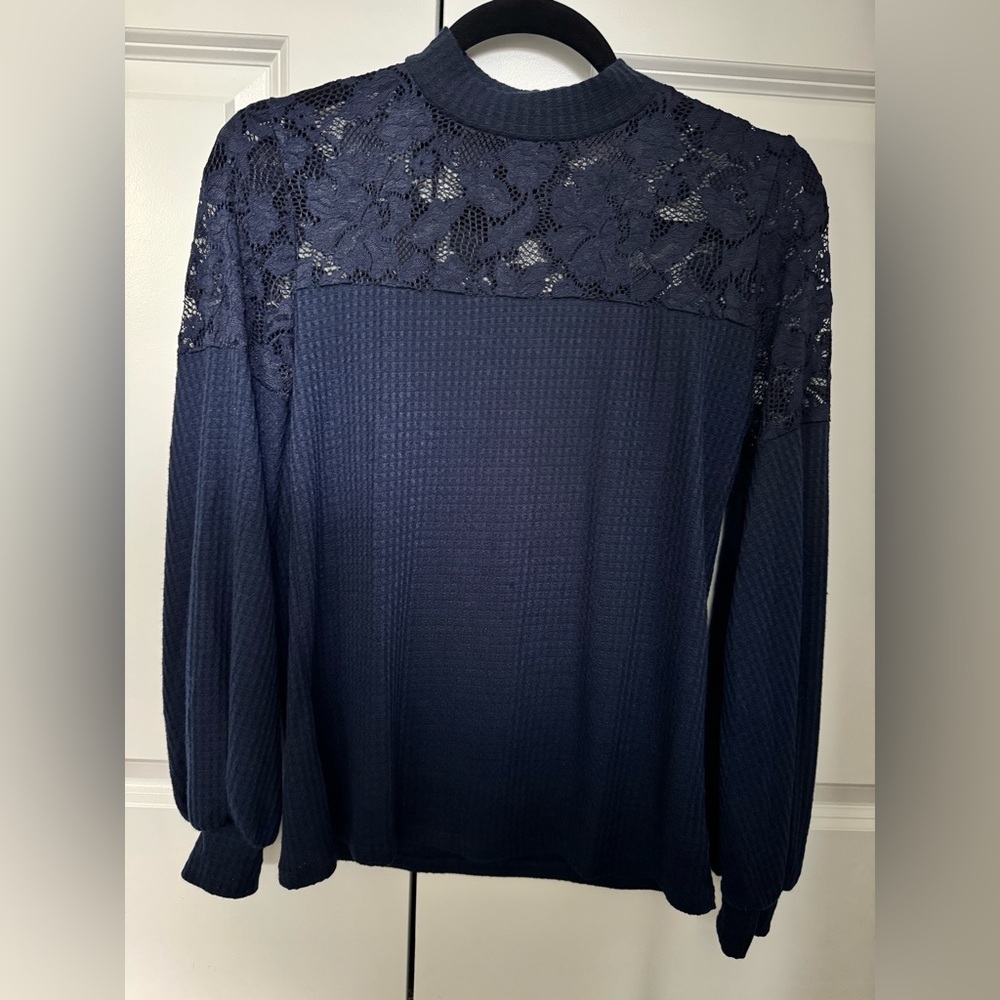 $12 or 2/$20  Venus Long Sleeved Waffle Knit Lace Top